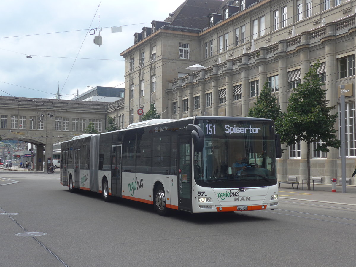 (221'297) - Regiobus, Gossau - Nr. 57/SG 433'810 - MAN am 24. September 2020 beim Bahnhof St. Gallen