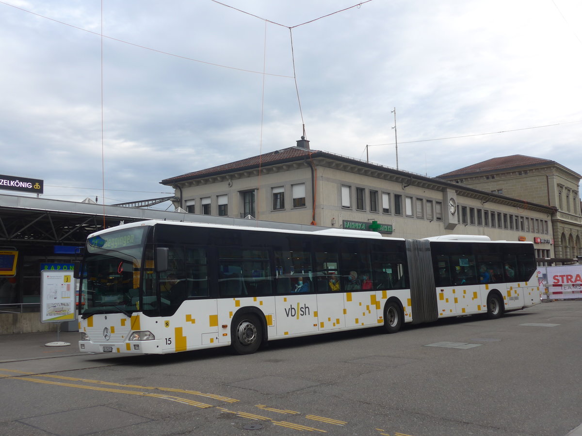 (222'185) - VBSH Schaffhausen - Nr. 15/SH 54'315 - Mercedes (ex SB Schaffhausen Nr. 15; ex SB Schaffhausen Nr. 1) am 21. Oktober 2020 beim Bahnhof Schaffhausen