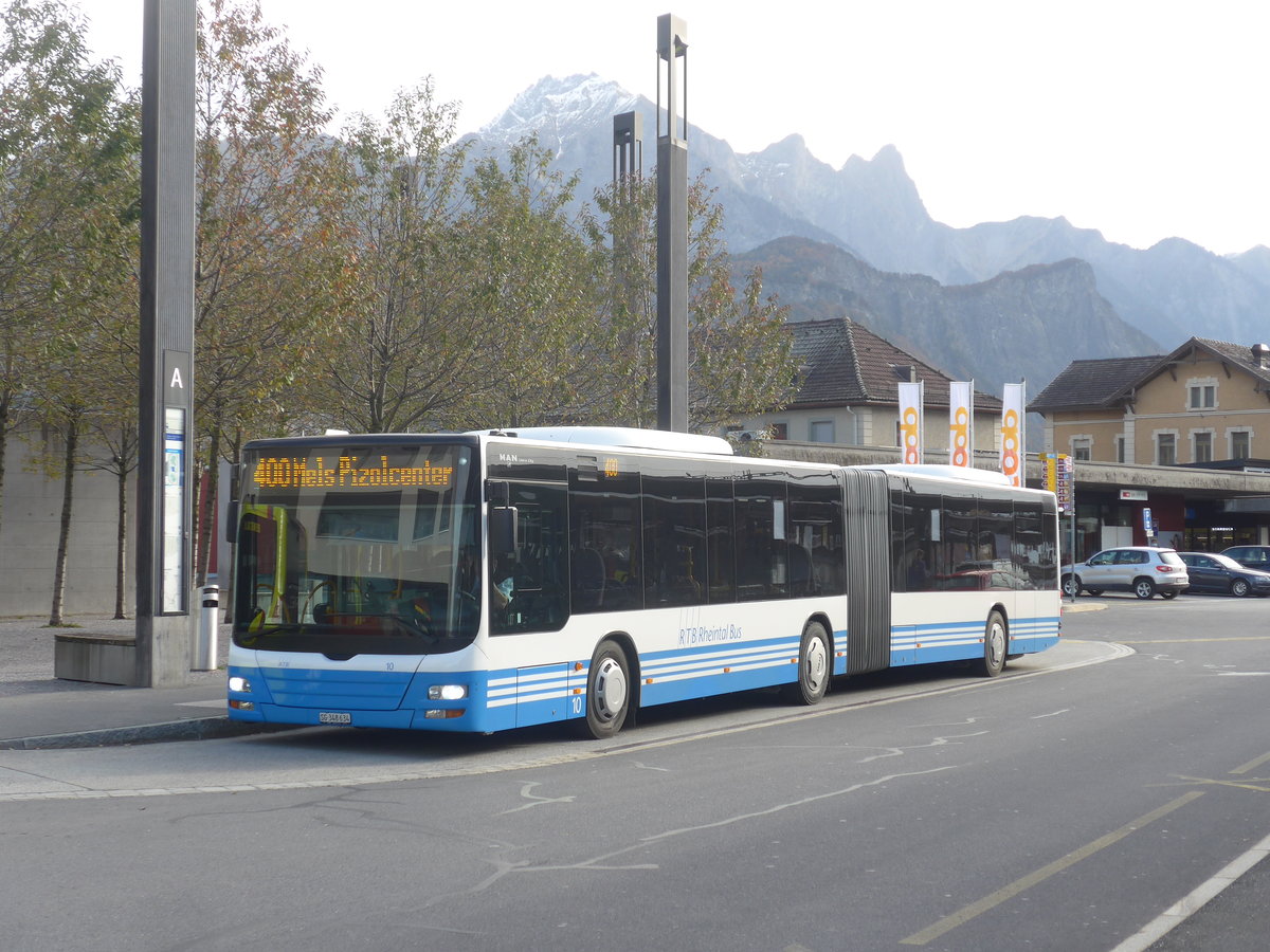 (222'368) - RTB Altsttten - Nr. 10/SG 348'634 - MAN am 22. Oktober 2020 beim Bahnhof Sargans