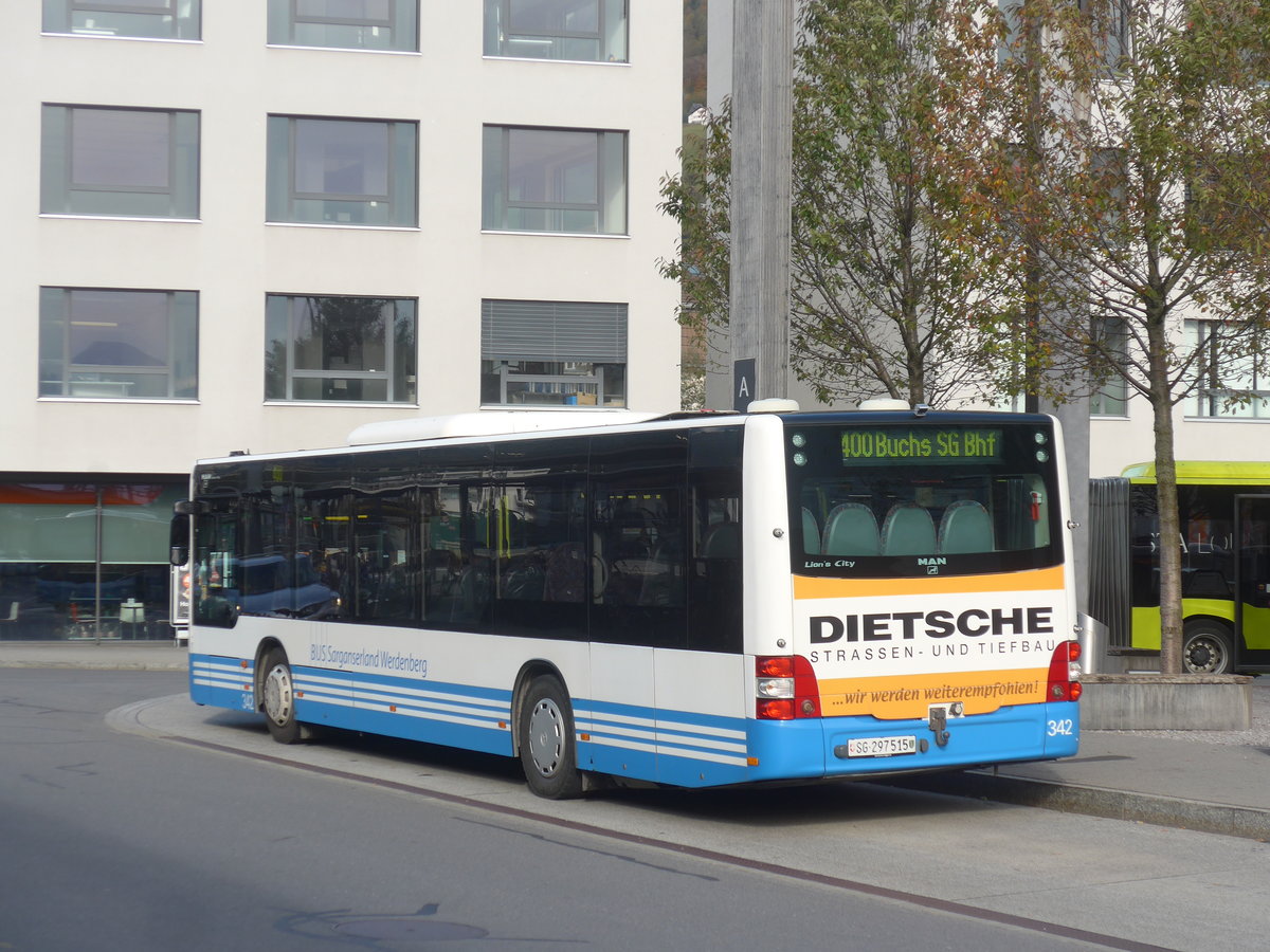 (222'372) - BSW Sargans - Nr. 342/SG 297'515 - MAN am 22. Oktober 2020 beim Bahnhof Sargans