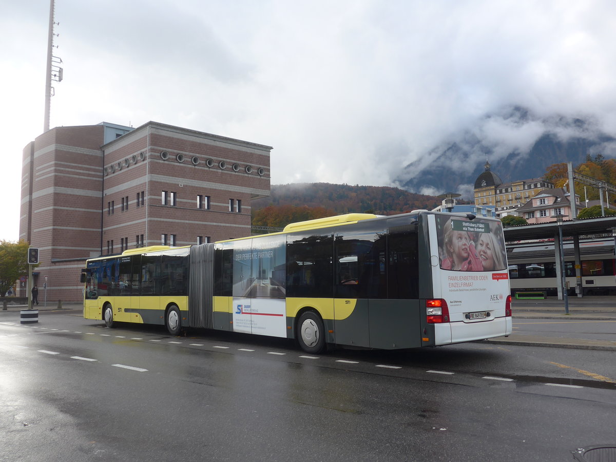 (222'598) - STI Thun - Nr. 701/BE 849'701 - MAN am 24. Oktober 2020 beim Bahnhof Spiez