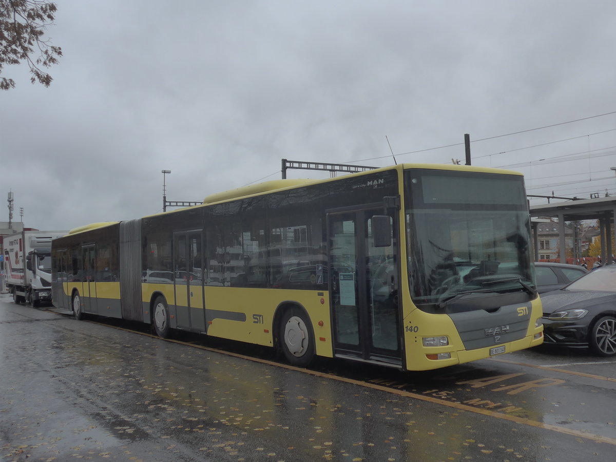 (222'701) - STI Thun - Nr. 140/BE 801'140 - MAN am 26. Oktober 2020 in Thun, CarTerminal