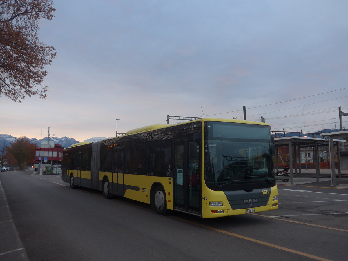 (222'733) - STI Thun - Nr. 146/BE 801'146 - MAN am 1. November 2020 in Thun, CarTerminal