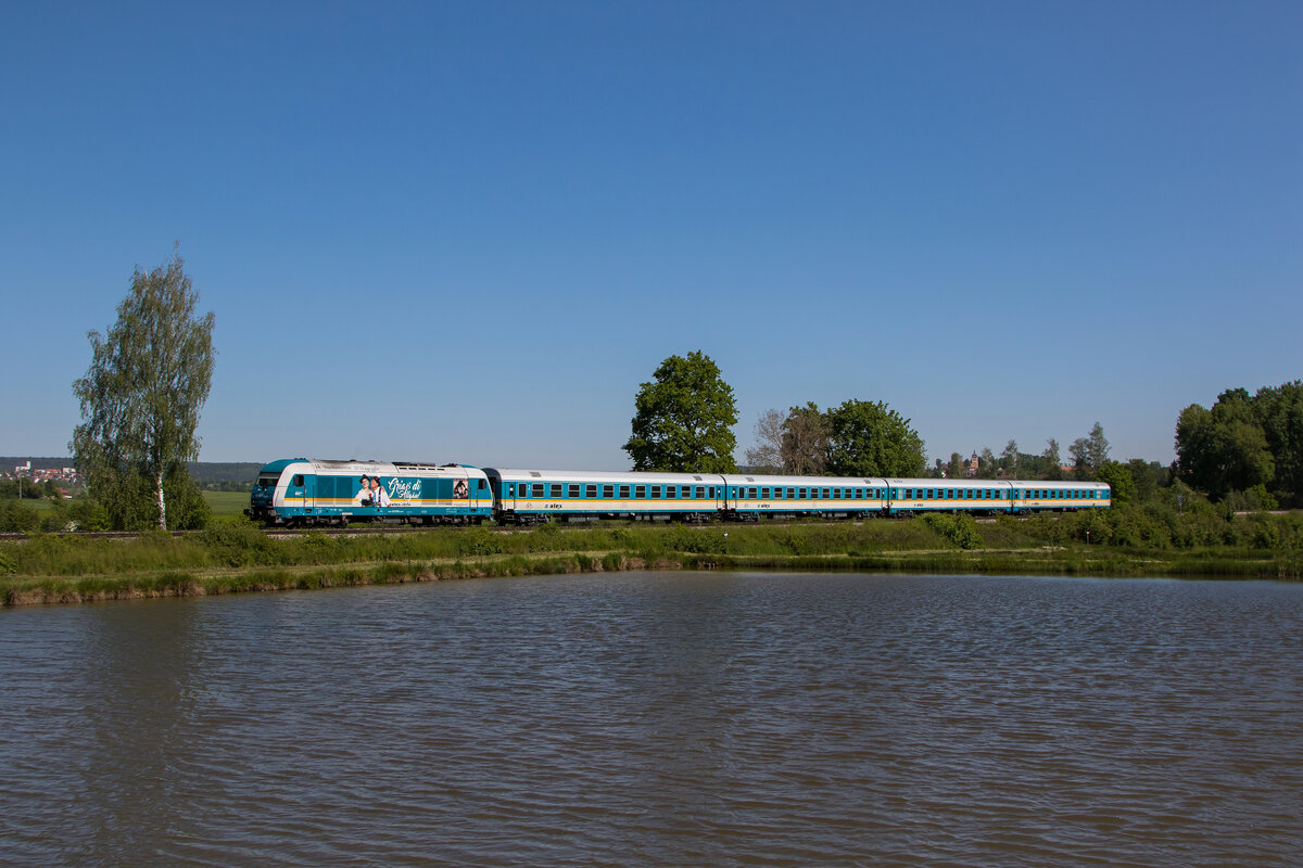 223 072  Gria di Allgu  war am 29. Mai 2023 am  Rechenweiher  bei Escheldorf in Richtung Weiden unterwegs.