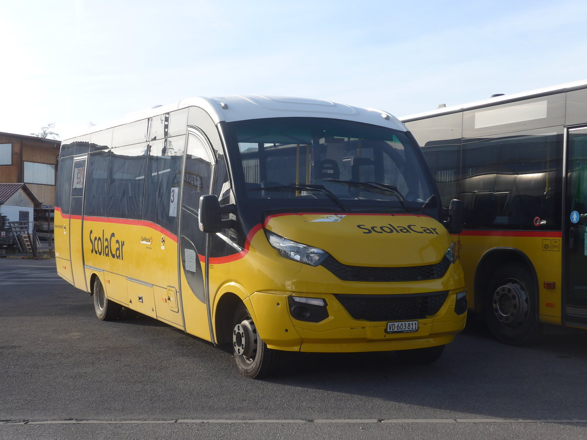 (223'087) - CarPostal Ouest - VD 603'811 - Iveco/Dypety am 26. Dezember 2020 in Kerzers, Interbus