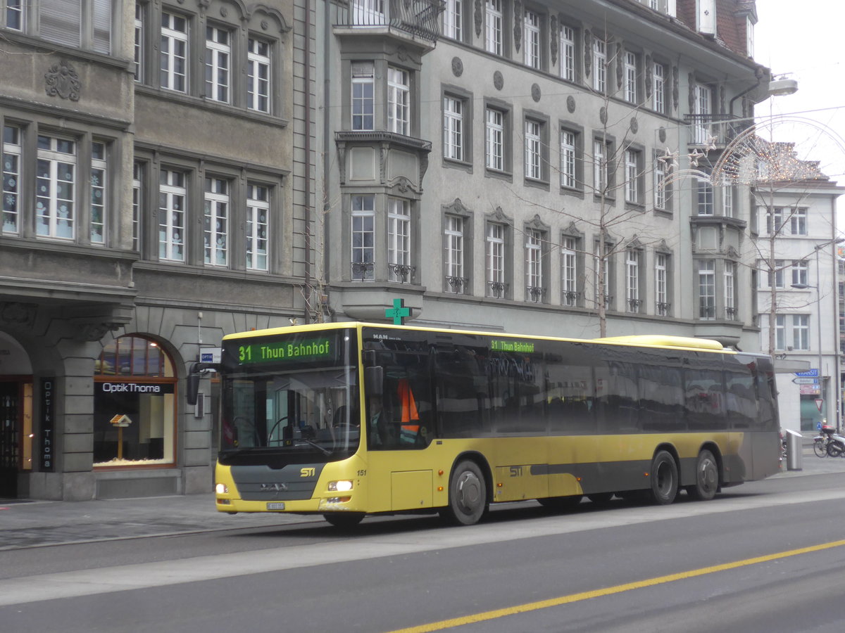 (223'265) - STI Thun - Nr. 151/BE 801'151 - MAN am 3. Januar 2021 in Thun, Bahnhofstrasse