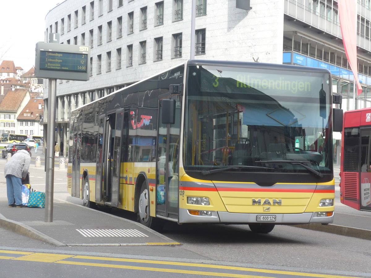 (223'360) - STI Thun - Nr. 129/BE 800'129 - MAN am 5. Februar 2021 beim Bahnhof Thun