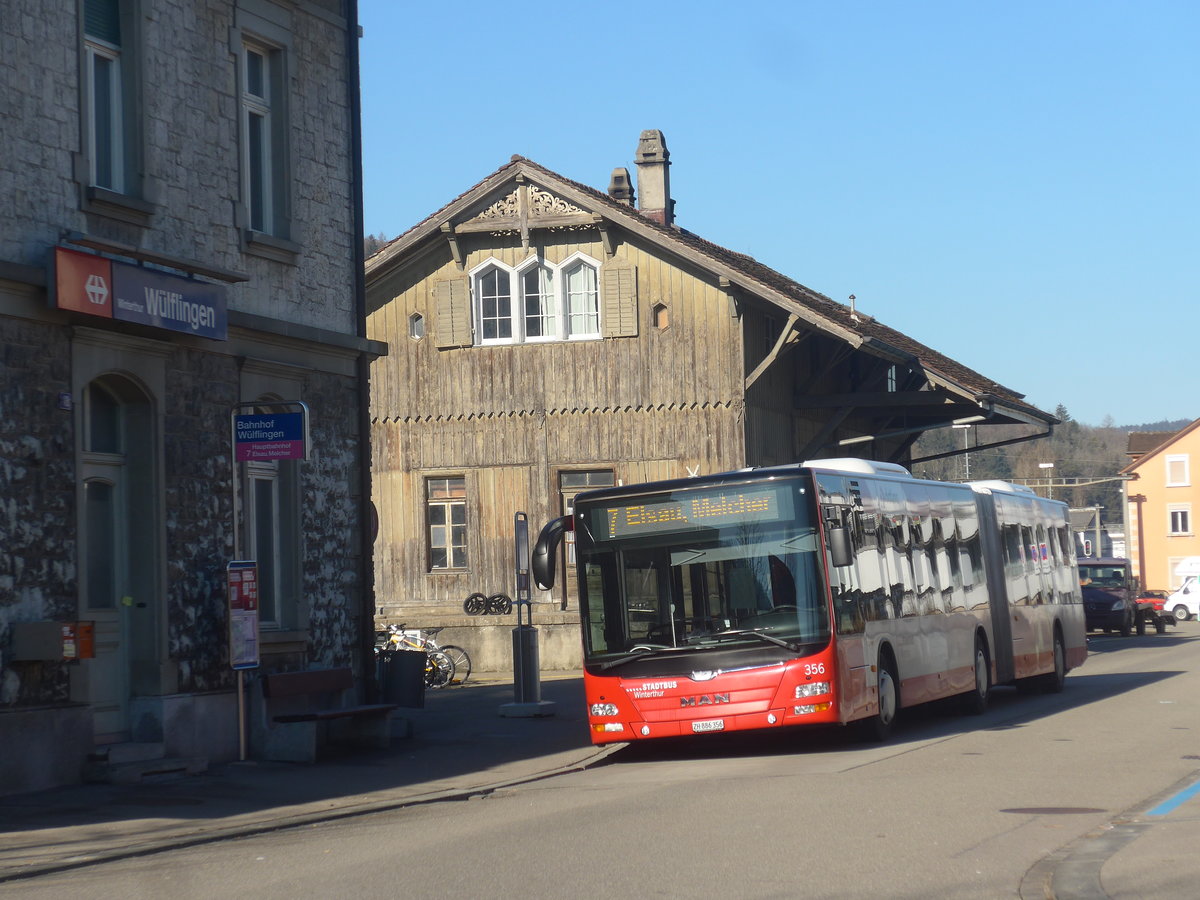 (223'665) - SW Winterthur - Nr. 356/ZH 886'356 - MAN am 21. Februar 2021 beim Bahnhof Winterthur Wlflingen