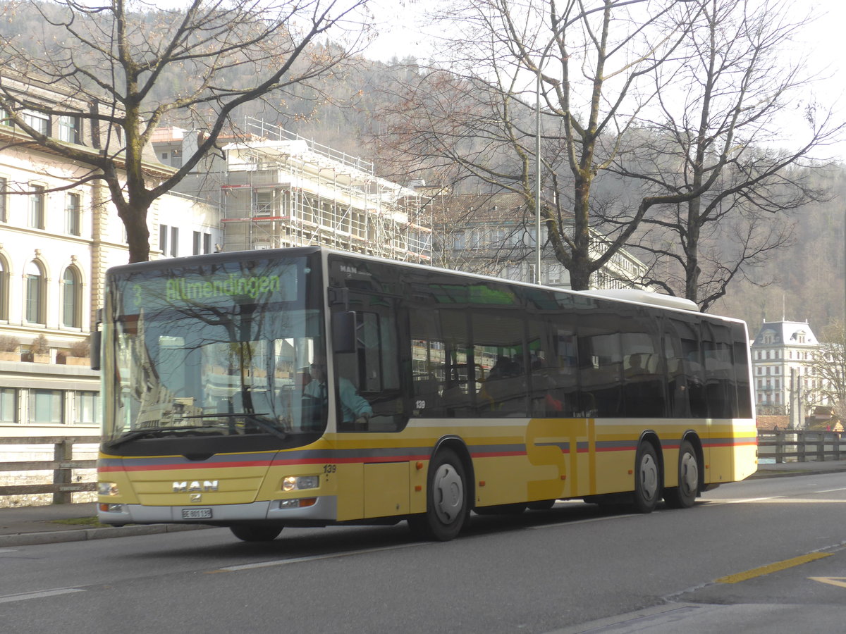 (223'727) - STI Thun - Nr. 139/BE 801'139 - MAN am 24. Februar 2021 in Thun, Postbrcke