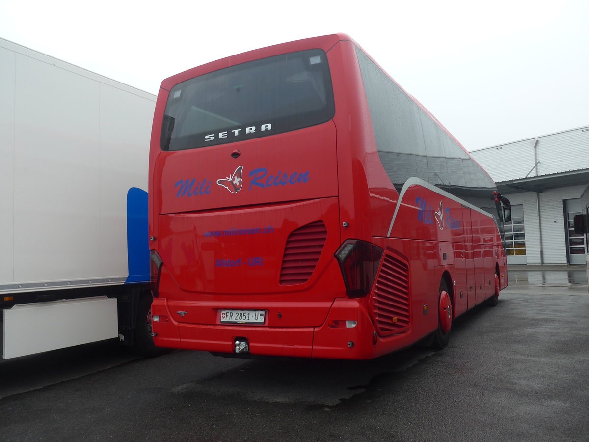 (223'990) - Mili Reisen, Altdorf - FR 2851 U - Setra am 7. Mrz 2021 in Kerzers, Interbus