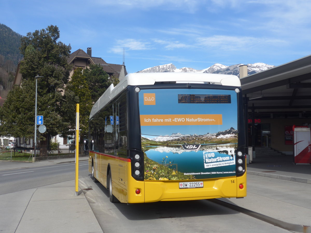 (224'069) - PostAuto Zentralschweiz - Nr. 14/OW 22'255 - VDL am 13. Mrz 2021 beim Bahnhof Sarnen