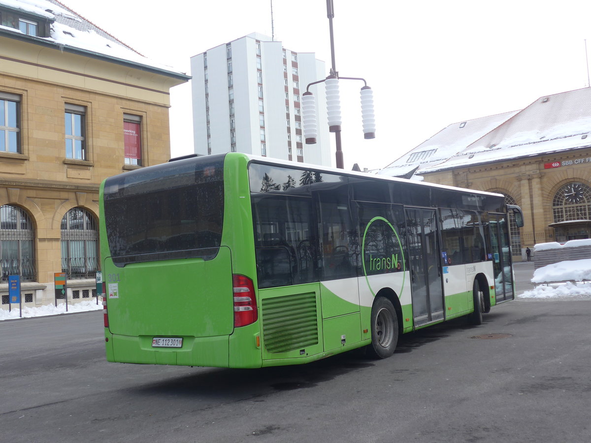 (224'258) - transN, La Chaux-de-Fonds - Nr. 301/NE 112'301 - Mercedes (ex TRN La Chaux-de-Fonds Nr. 301) am 20. Mrz 2021 beim Bahnhof La Chaux-de-Fonds