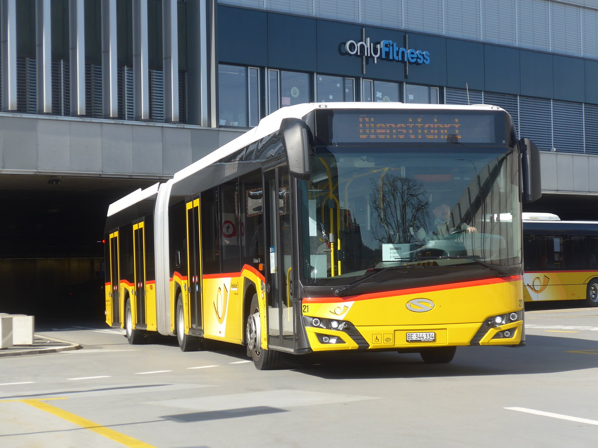 (224'630) - Steiner, Ortschwaben - Nr. 21/BE 344'334 - Solaris am 29. Mrz 2021 in Bern, Postautostation