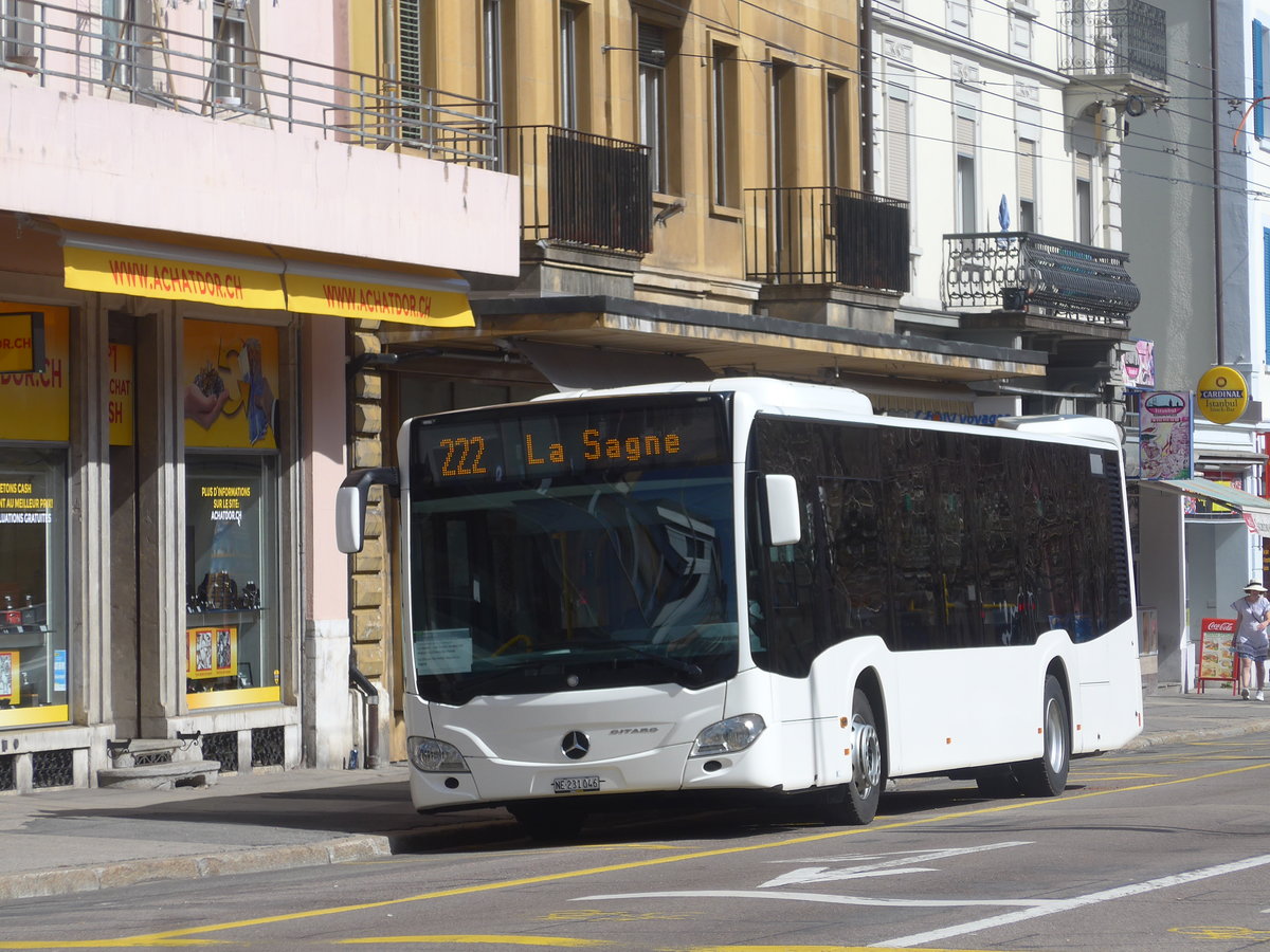 (224'703) - Interbus, Yverdon - Nr. 46/NE 231'046 - Mercedes (ex Oesterreich) am 2. April 2021 beim Bahnhof La Chaux-de-Fonds (Einsatz CarPostal)