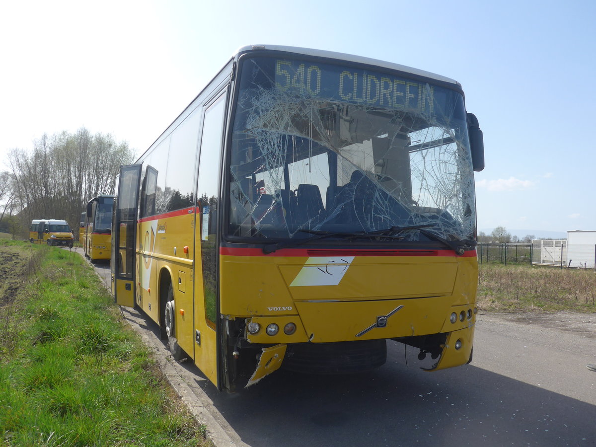 (224'759) - CarPostal Ouest - (VD 128'645) - Volvo (ex Favre, Avenches; ex Rossier, Lussy; ex CarPostal Ouest VD 538'345) am 2. April 2021 in Avenches, Garage