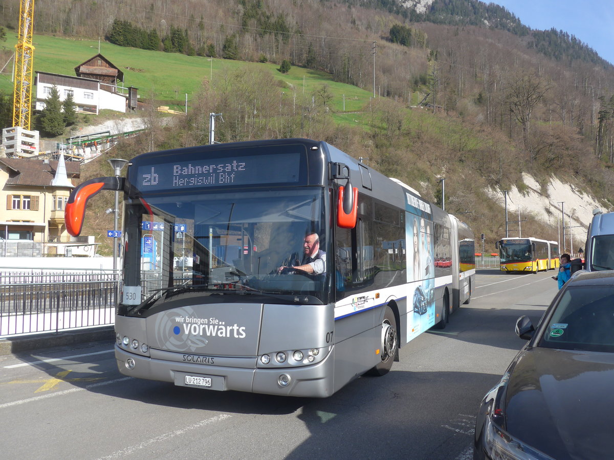 (224'793) - AAGR Rothenburg - Nr. 7/LU 212'796 - Solaris am 5. April 2021 beim Bahnhof Alpnachstad