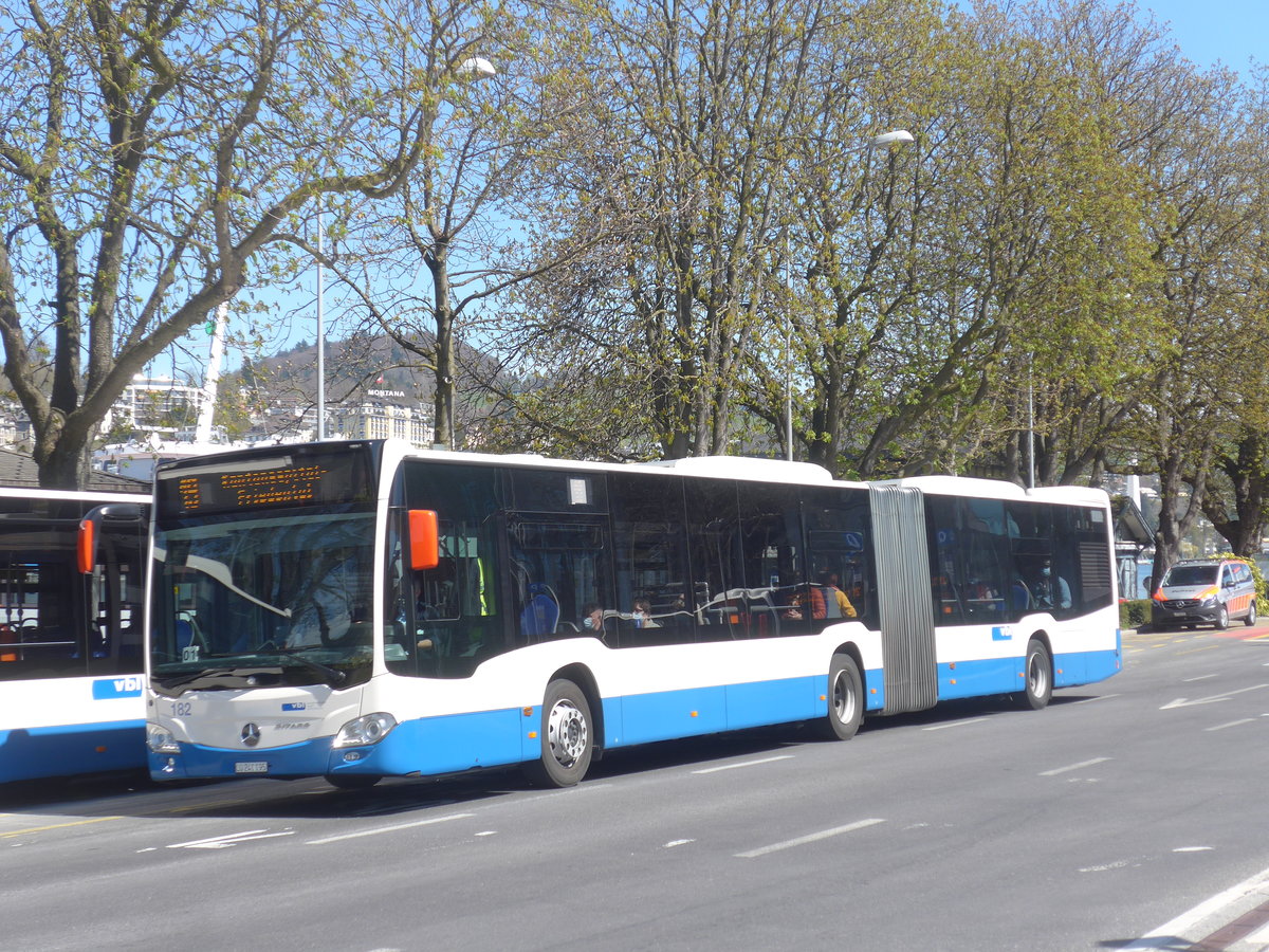 (224'940) - VBL Luzern - Nr. 182/LU 241'195 - Mercedes am 11. April 2021 beim Bahnhof Luzern