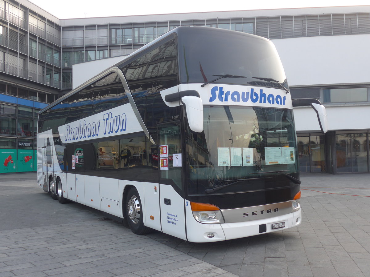 (225'001) - Straubhaar, Thun - Nr. 3/BE 206'633 - Setra am 17. April 2021 in Thun, Aarefeldplatz