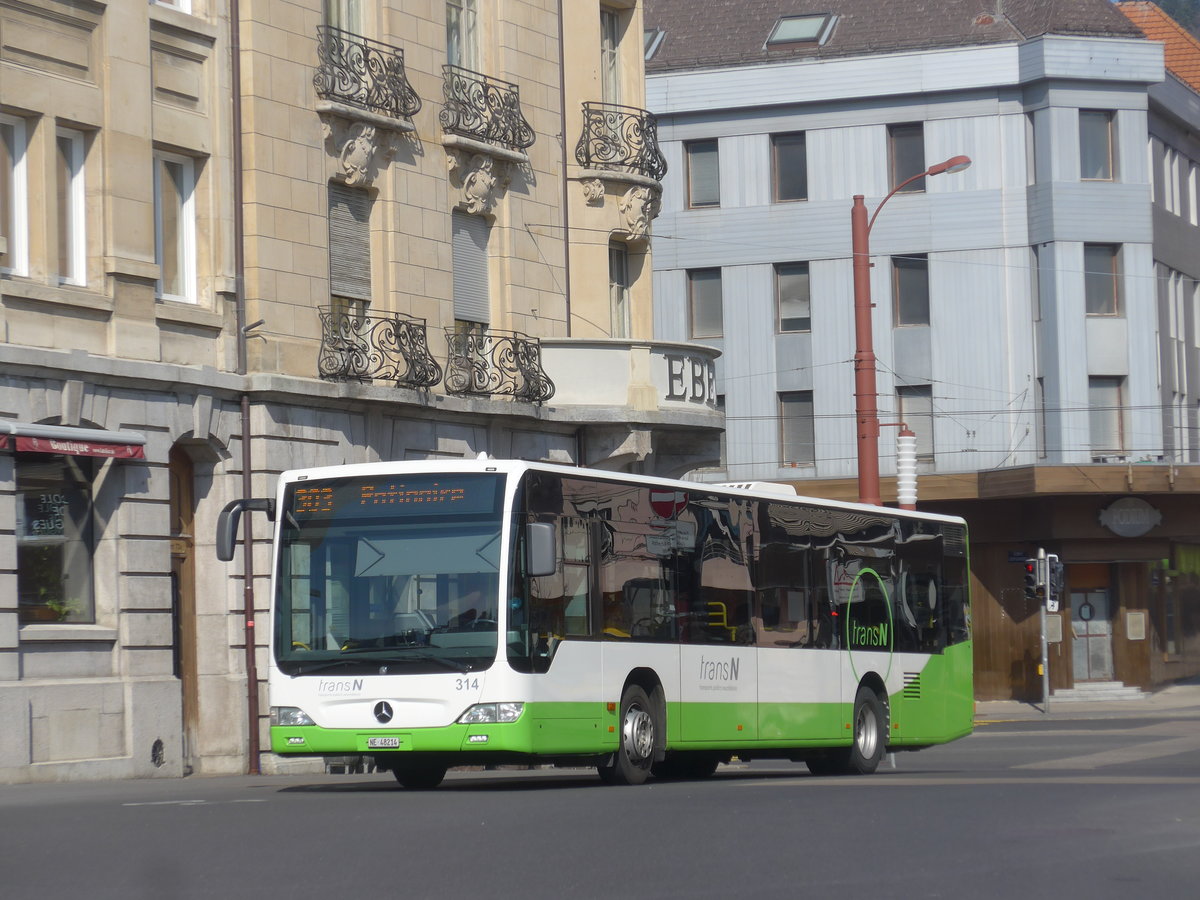 (225'028) - transN, La Chaux-de-Fonds - Nr. 314/NE 48'214 - Mercedes (ex TRN La Chaux-de-Fonds Nr. 314) am 17. April 2021 beim Bahnhof La Chaux-de-Fonds