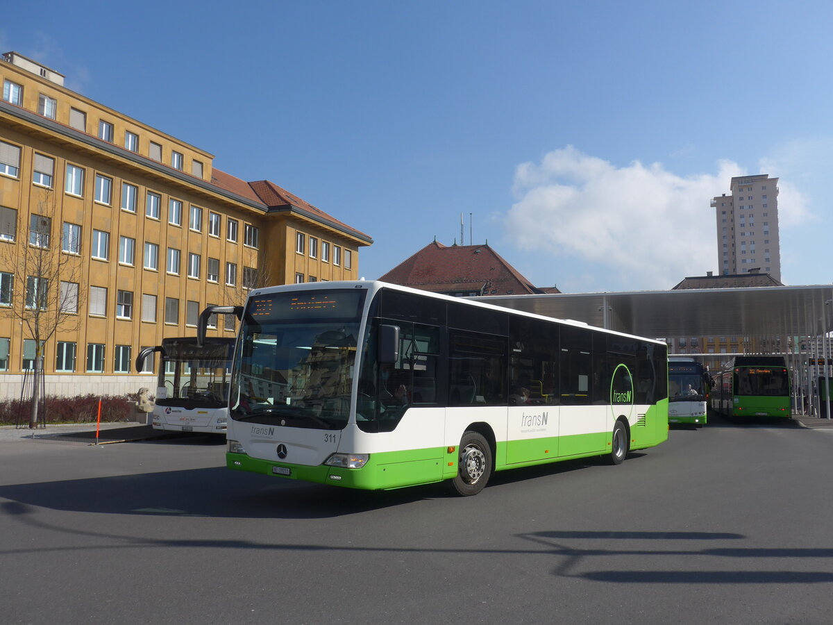 (225'032) - transN, La Chaux-de-Fonds - Nr. 311/NE 19'211 - Mercedes (ex TRN La Chaux-de-Fonds Nr. 311) am 17. April 2021 beim Bahnhof La Chaux-de-Fonds