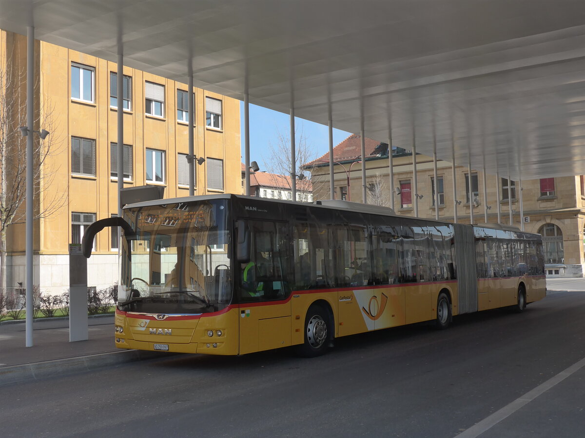 (225'057) - CarPostal Ouest - VD 259'997 - MAN am 17. April 2021 beim Bahnhof La Chaux-de-Fonds