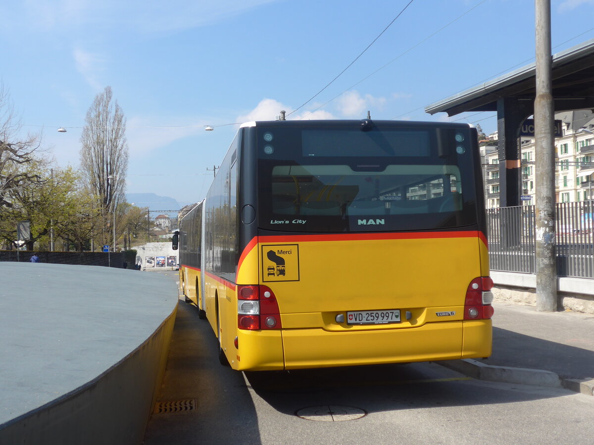 (225'059) - CarPostal Ouest - VD 259'997 - MAN am 17. April 2021 beim Bahnhof Neuchtel