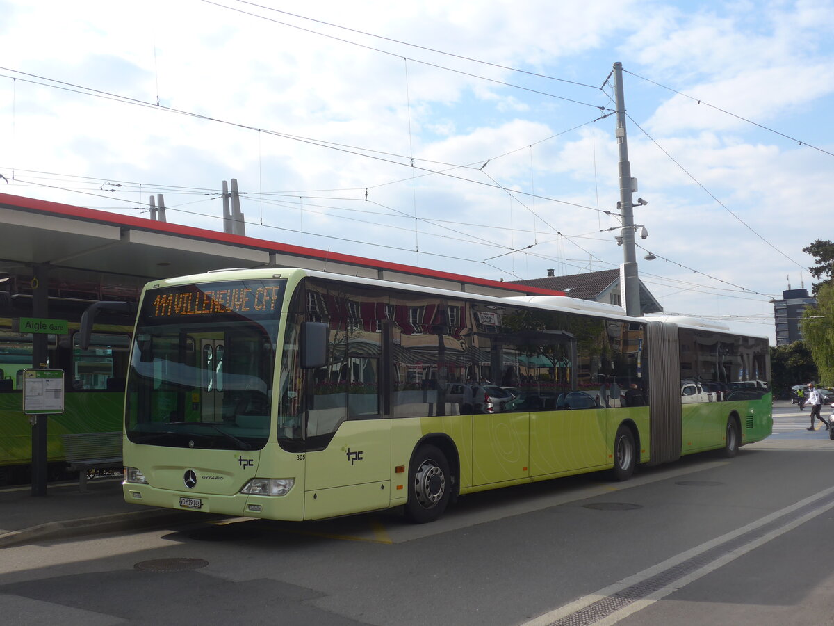 (225'168) - TPC Aigle - Nr. 305/VD 619'148 - Mercedes (ex Hrmann&Shne, D-Hamburg) am 19. April 2021 beim Bahnhof Aigle