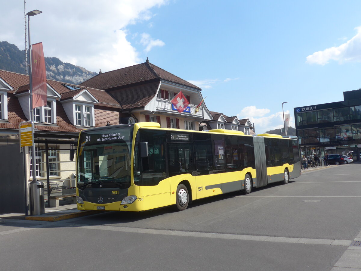 (225'198) - STI Thun - Nr. 706/BE 818'706 - Mercedes am 21. April 2021 beim Bahnhof Interlaken Ost