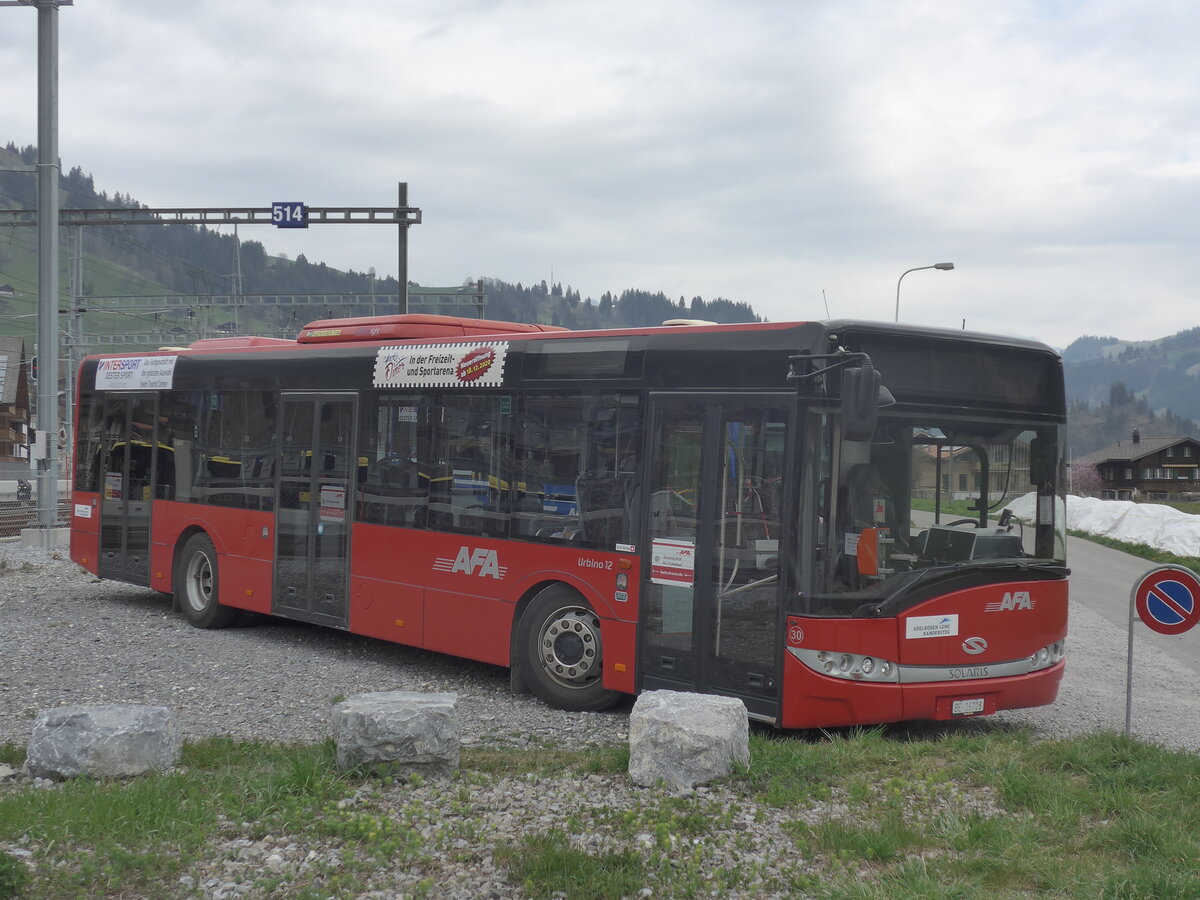 (225'268) - AFA Adelboden - Nr. 30/BE 26'703 - Solaris am 27. April 2021 beim Bahnhof Zweisimmen