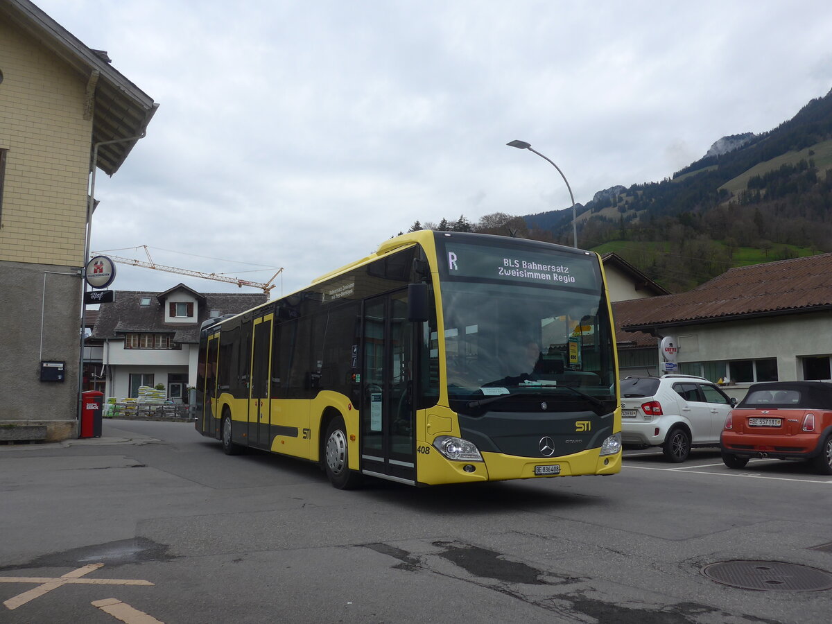 (225'346) - STI Thun - Nr. 408/BE 836'408 - Mercedes am 30. April 2021 beim Bahnhof Oey-Diemtigen