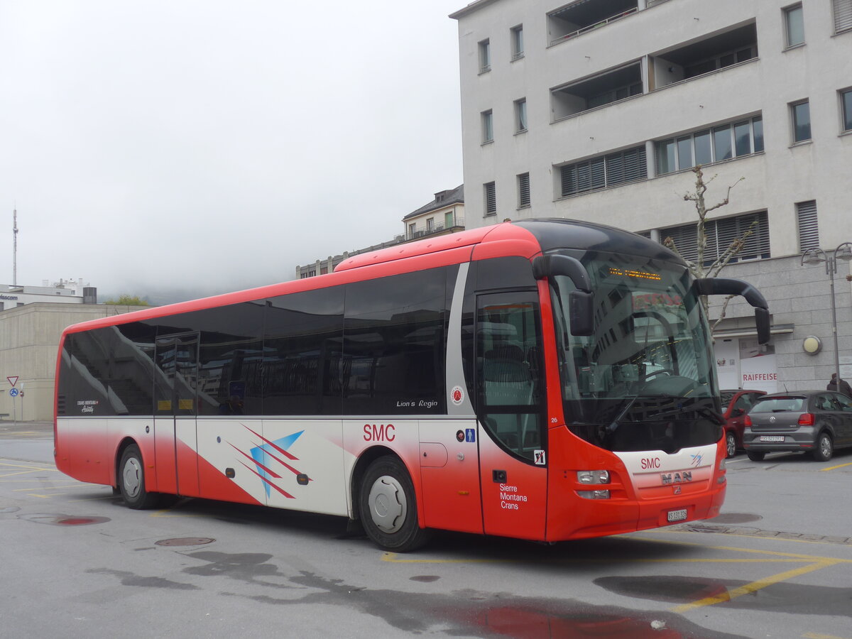 (225'373) - SMC Montana - Nr. 26/VS 131'326 - MAN am 1. Mai 2021 beim Bahnhof Sierre