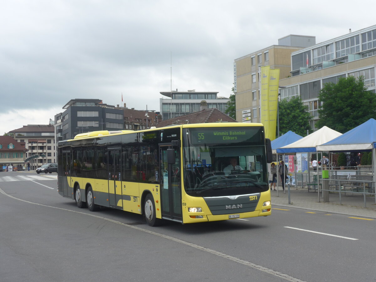 (226'490) - STI Thun - Nr. 159/BE 752'159 - MAN am 17, Juli 2021 beim Bahnhof Thun