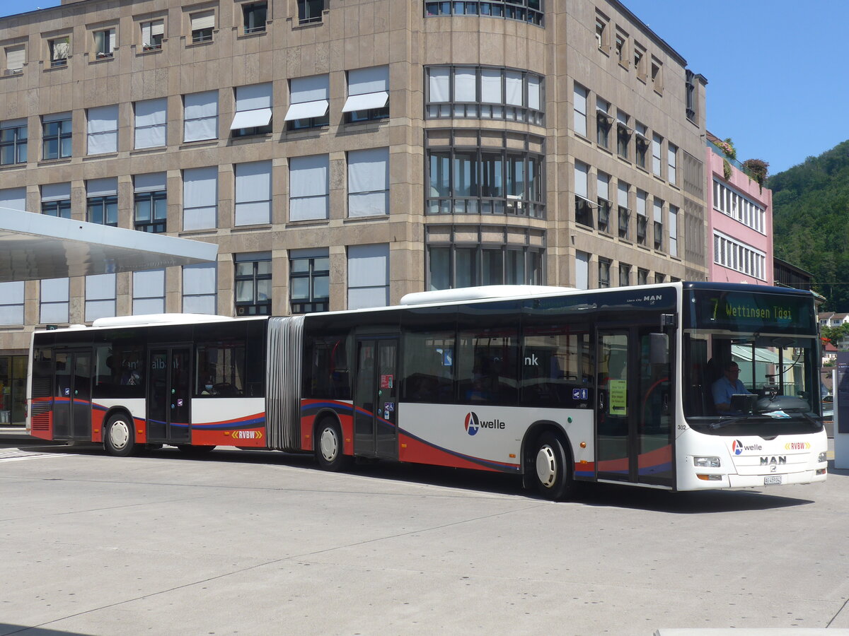 (226'599) - Twerenbold, Baden - NR 302/AG 459'042 - MAN am 19. Juli 2021 beim Bahnhof Baden