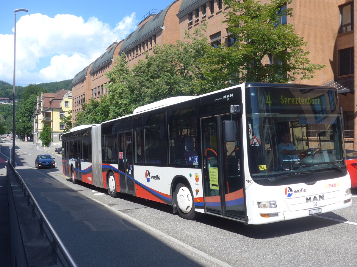 (226'616) - RVBW Wettingen - Nr. 164/AG 18'083 - MAN am 19. Juli 2021 beim Bahnhof Baden