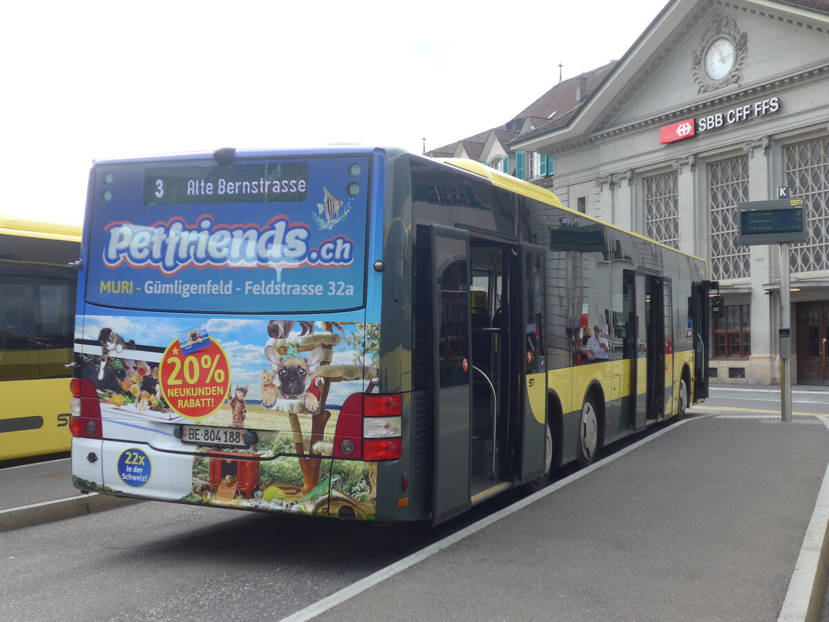 (227'083) - STI Thun - Nr. 188/BE 804'188 - MAN am 8. August 2021 beim Bahnhof Thun