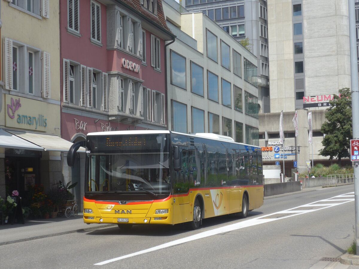 (227'161) - Voegtlin-Meyer, Brugg - Nr. 143/AG 345'738 - MAN am 9. August 2021 beim Bahnhof Brugg