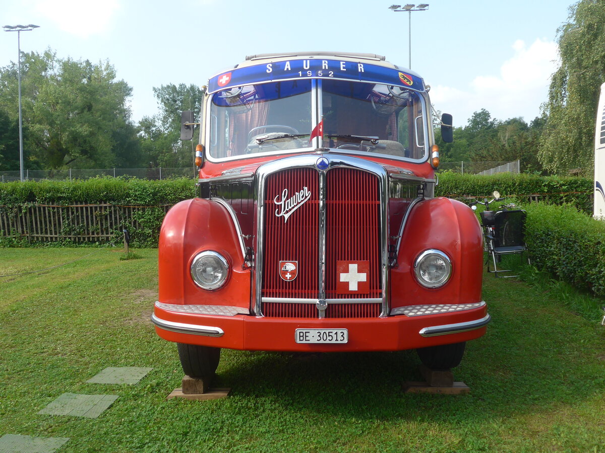 (227'261) - Schaffer, Oberburg - BE 30'513 - Saurer/R&J (ex AFA Adelboden Nr. 16; ex ASKA Aeschi Nr. 8) am 15. August 2021 in Grandson, Camping VD 24