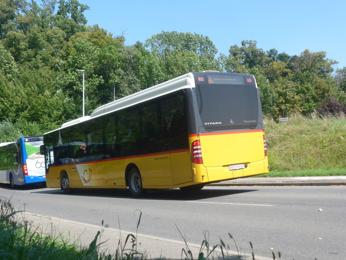 (227'334) - CarPostal Ouest - VD 570'810 - Mercedes (ex SAPJV, L'Isler Nr. 66) am 15. August 2021 beim Bahnhof Coppet