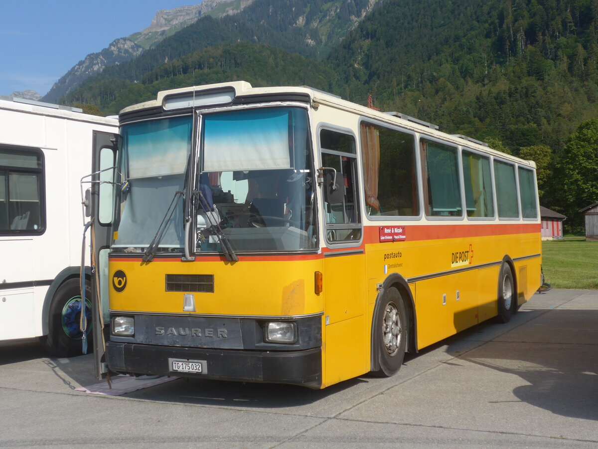 (227'501) - Schr, Ettenhausen - TG 175'032 - Saurer/R&J (ex Zimmermann, Kerns; ex Amstein, Willisau) am 21. August 2021 in Interlaken, Flugplatz