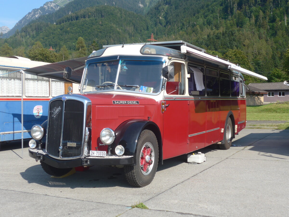 (227'502) - Morger, Horgenberg - ZH 73'310 - Saurer/Tscher (ex P 23'167; ex Casper, Lenzerheide) am 21. August 2021 in Interlaken, Flugplatz