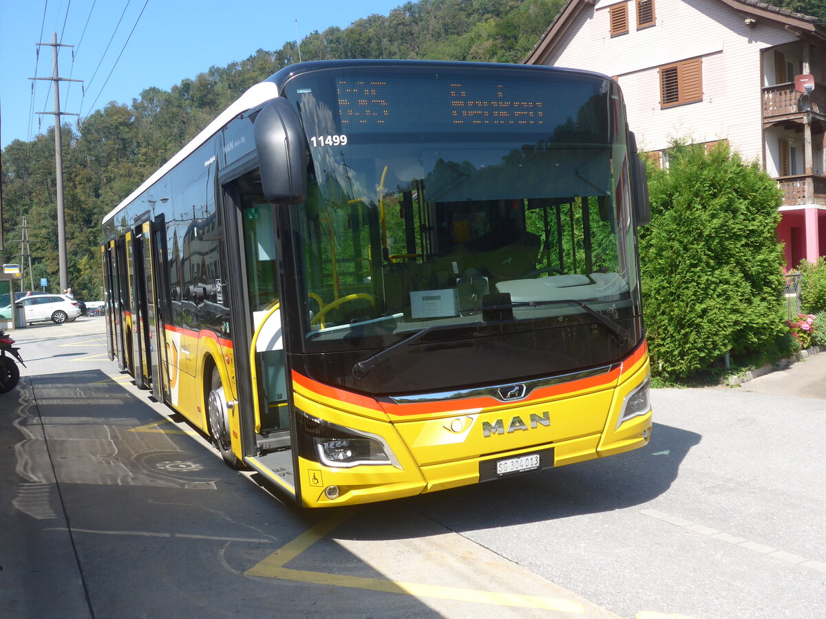 (227'768) - PostAuto Ostschweiz - SG 304'013 - MAN am 4. September 2021 beim Bahnhof Ziegelbrcke