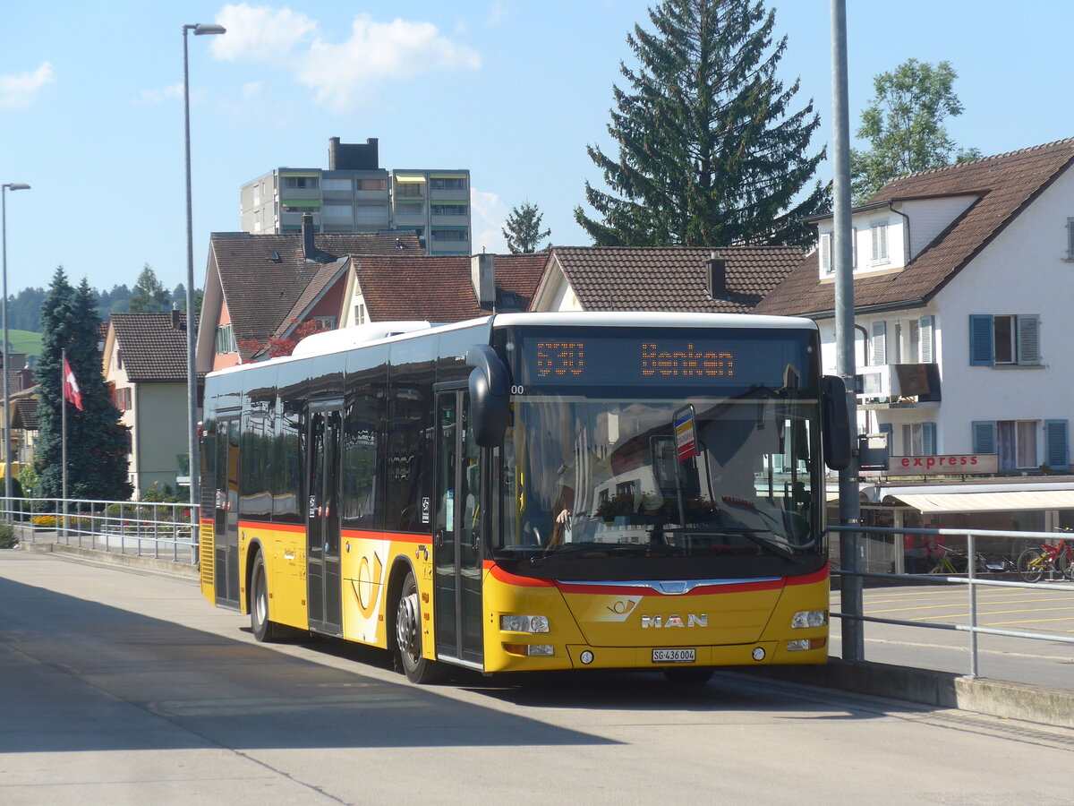 (227'782) - PostAuto Ostschweiz - SG 436'004 - MAN am 4. September 2021 beim Bahnhof Uznach