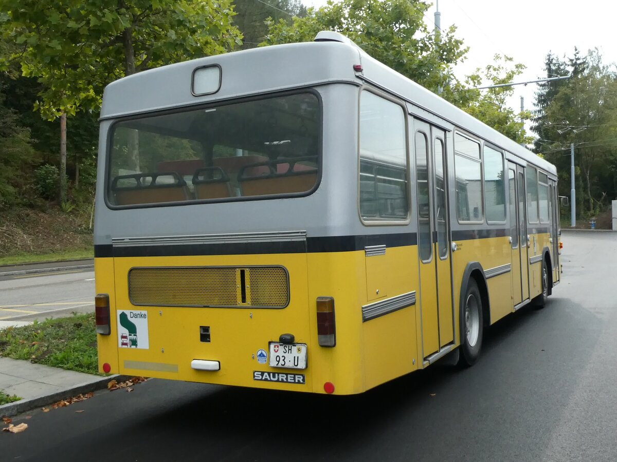 (228'381) - Wanner, Schleitheim - SH 93 U - Saurer/Hess (ex Ruklic, Schaffhausen; ex VBSH Schaffhausen Nr. 40; ex VBSH Schaffhausen Nr. 19) am 26. September 2021 in Schaffhausen, Busdepot VBSH