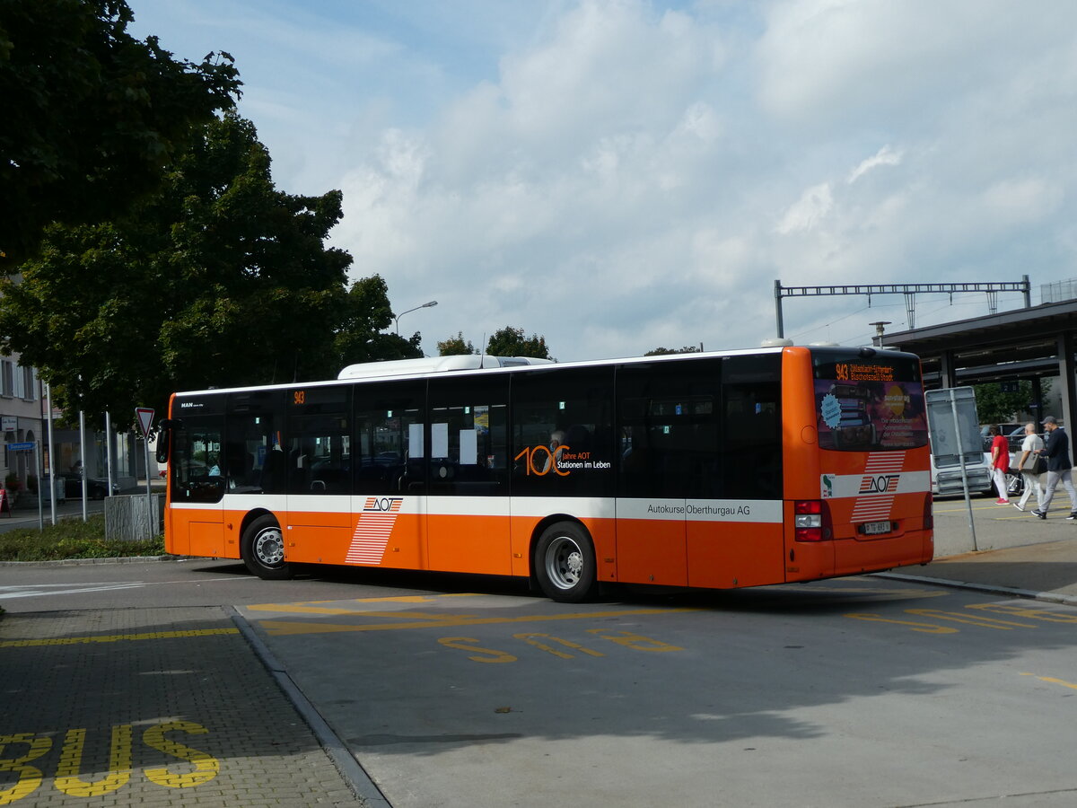 (228'450) - AOT Amriswil - Nr. 414/TG 693 - MAN am 27. September 2021 beim Bahnhof Amriswil