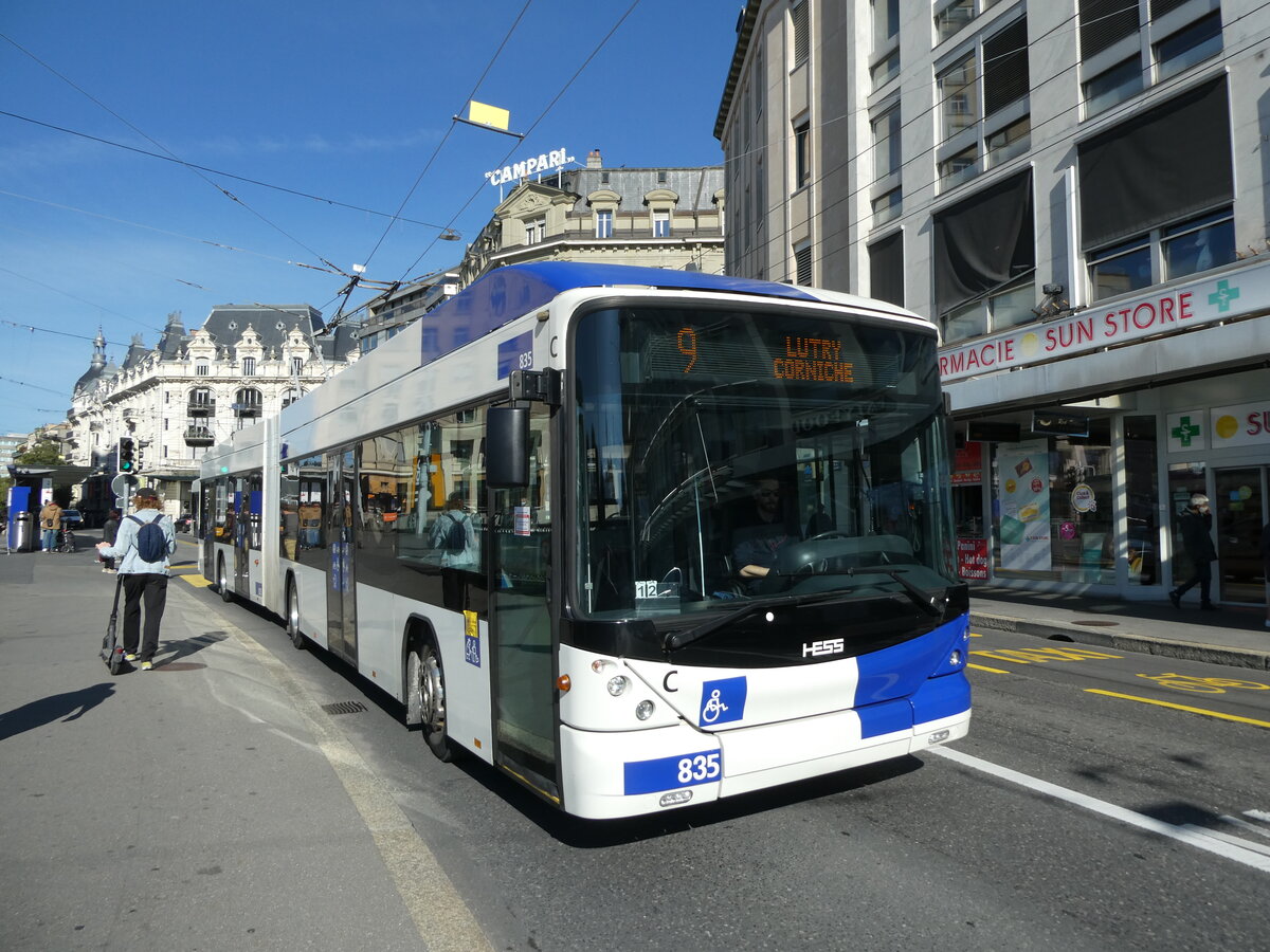 (228'817) - TL Lausanne - Nr. 835 - Hess/Hess Gelenktrolleybus am 11. Oktober 2021 in Lausanne, Bel-Air