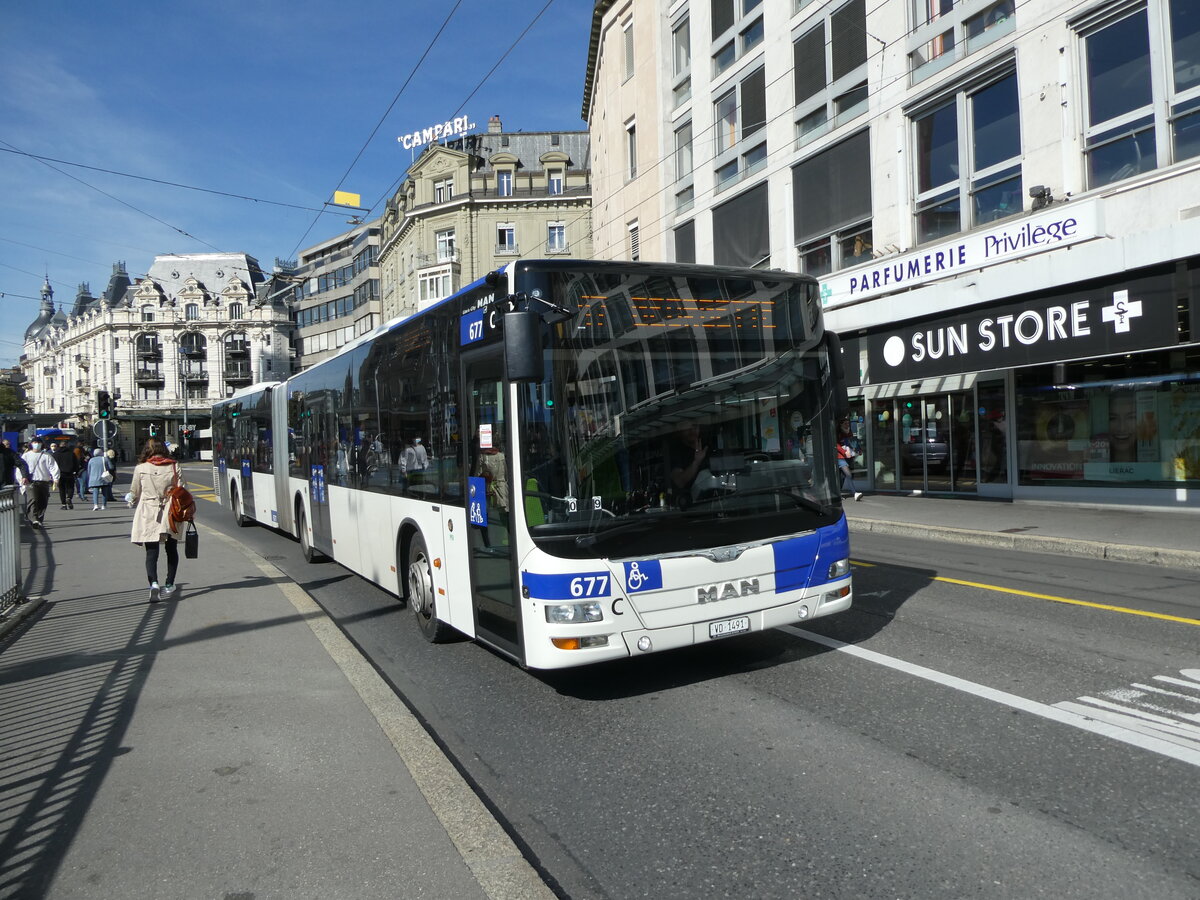 (228'857) - TL Lausanne - Nr. 677/VD 1491 - MAN am 11. Oktober 2021 in Lausanne, Bel-Air