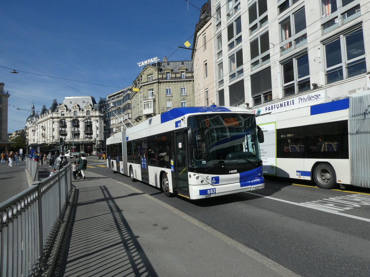 (228'864) - TL Lausanne - Nr. 883 - Hess/Hess Gelenktrolleybus am 11. Oktober 2021 in Lausanne, Bel-Air