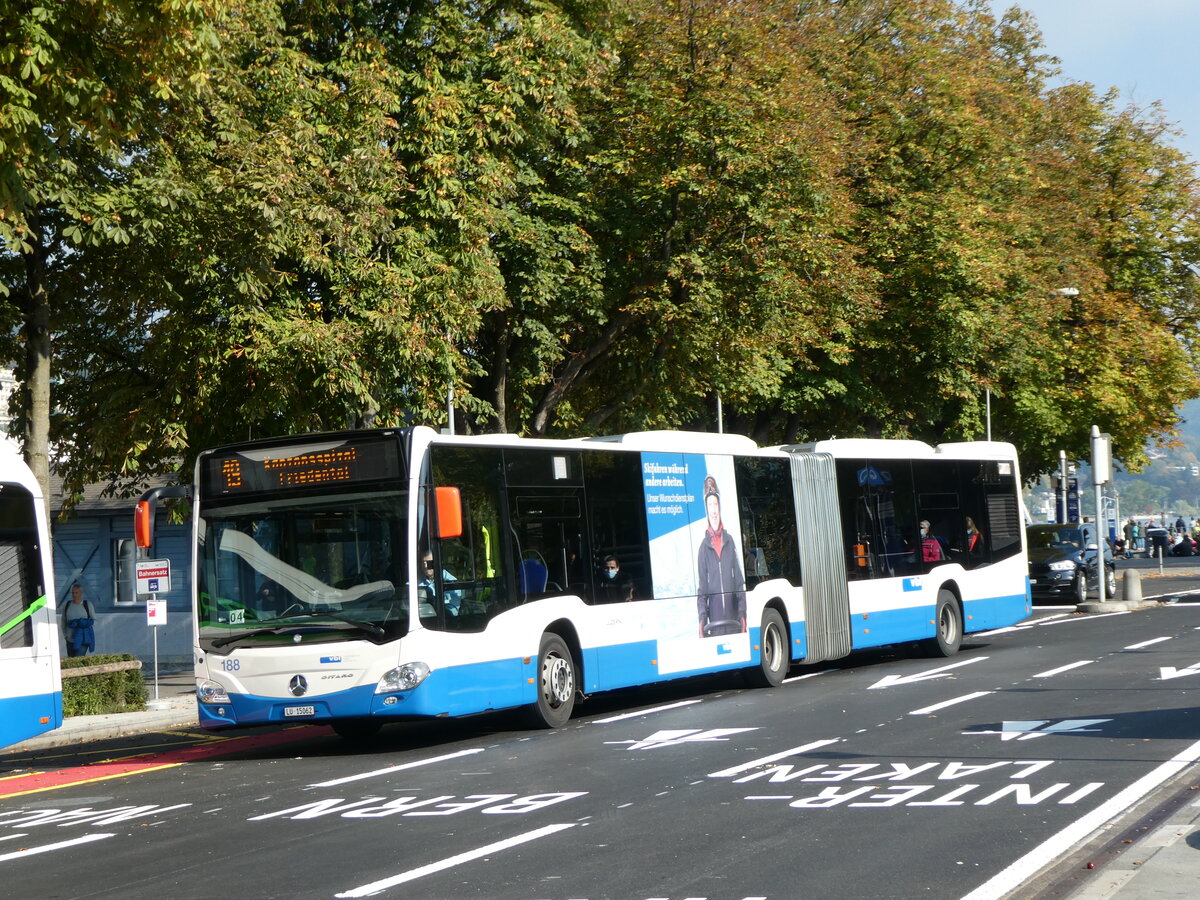 (229'358) - VBL Luzern - Nr. 188/LU 15'062 - Mercedes am 16. Oktober 2021 beim Bahnhof Luzern