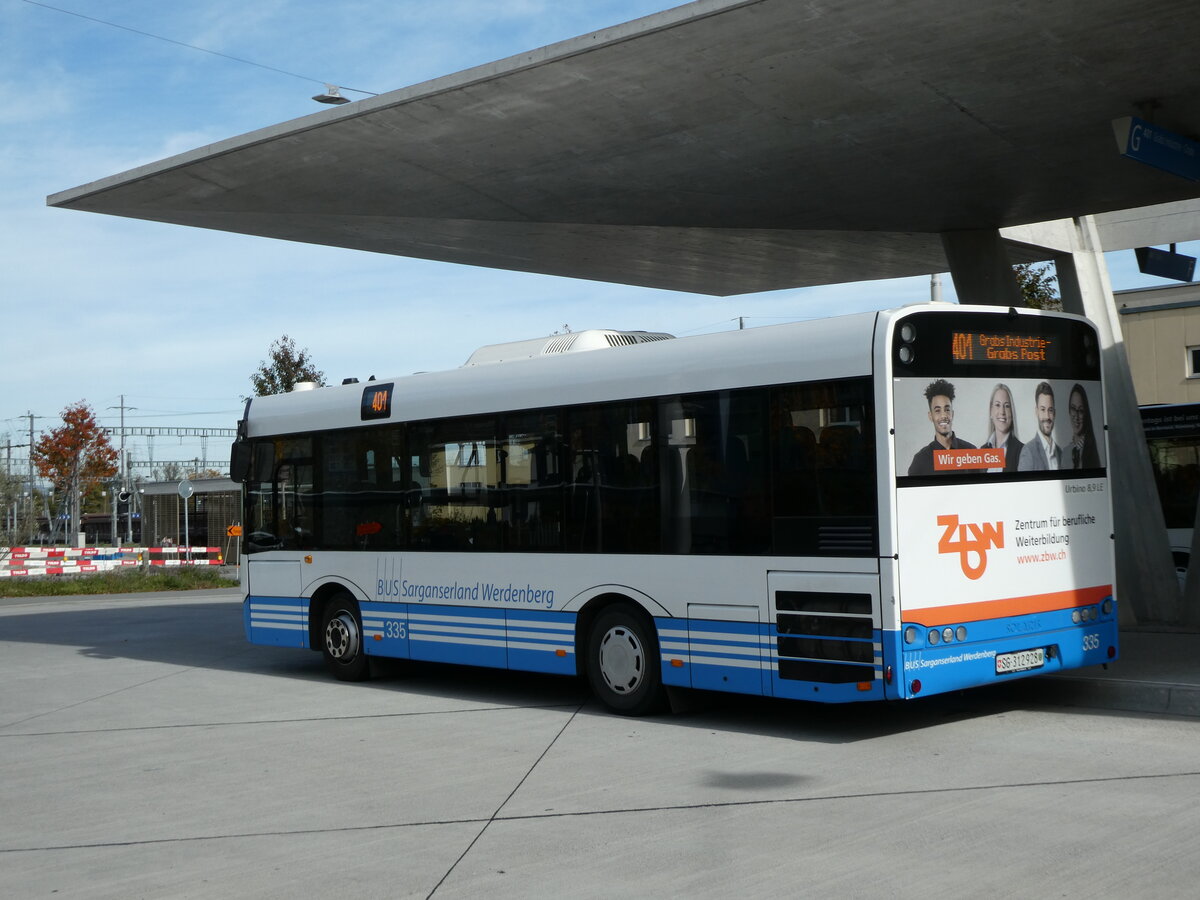 (229'516) - BSW Sargans - Nr. 335/SG 312'928 - Solaris am 20. Oktober 2021 beim Bahnhof Buchs