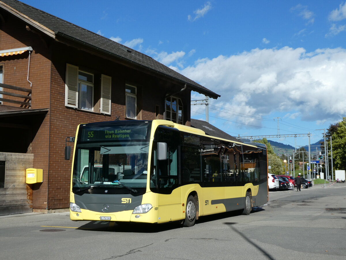 (229'559) - STI Thun - Nr. 181/BE 752'181 - Mercedes am 21. Oktober 2021 beim Bahnhof Wimmis